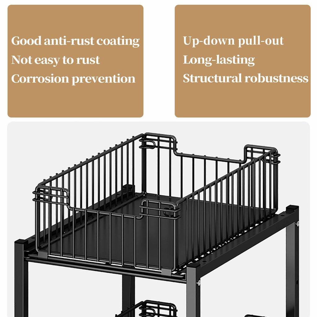 Under Sink Organizer, 2-Tier Pull Out Cabinet Organizer, Metal (1 Pack)